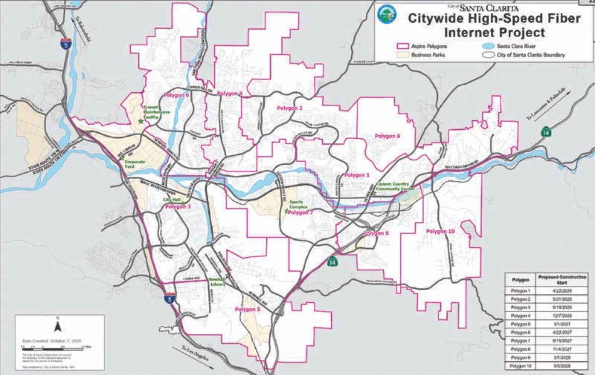 City of Santa Clarita citywide fiber project map